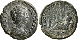 Julia Domna, Augusta, 193-217. As (Copper, 24 mm, 8.89 g, 6 h), Rome, 196-209. IVLIA AVGVSTA Draped bust of Julia Domna to right. Rev. FECVNDITAS / S ...