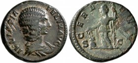 Julia Domna, Augusta, 193-217. As (Copper, 25 mm, 10.25 g, 6 h), Rome, 211-217. IVLIA PIA FELIX AVG Draped bust of Julia Domna to right. Rev. CEREREM ...