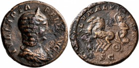 Julia Domna, Augusta, 193-217. As (Copper, 24 mm, 9.62 g, 5 h), Rome, 211-217. IVLIA PIA FELIX AVG Draped bust of Julia Domna to right. Rev. LVNA LVCI...