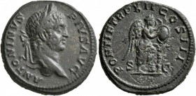 Caracalla, 198-217. As (Copper, 26 mm, 10.52 g, 12 h), Rome, 209. ANTONINVS PIVS AVG Laureate head of Caracalla to right. Rev. PONTIF TR P XII COS III...