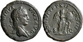 Caracalla, 198-217. As (Copper, 26 mm, 8.93 g, 7 h), Rome, 209. [ANTO]NINVS PIVS AVG Laureate head of Caracalla to right, with slight drapery on his l...