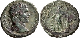 Caracalla, 198-217. Dupondius (Orichalcum, 25 mm, 8.82 g, 1 h), Rome, 213. ANTONINVS PIVS AVG BRIT Radiate head of Caracalla to right. Rev. P M TR P X...