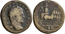 Caracalla, 198-217. Dupondius (Orichalcum, 25 mm, 13.53 g, 7 h), Rome, 213. ANTONINVS PIVS AVG BRIT Radiate head of Caracalla to right. Rev. P M TR P ...