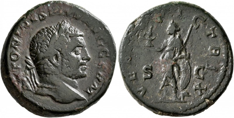 Caracalla, 198-217. As (Copper, 25 mm, 12.64 g, 12 h), Rome, 214-217. ANTONINVS ...