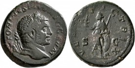 Caracalla, 198-217. As (Copper, 25 mm, 12.64 g, 12 h), Rome, 214-217. ANTONINVS PIVS AVG GERM Laureate head of Caracalla to right. Rev. VEN[VS] VICTRI...