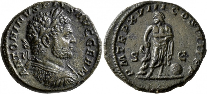 Caracalla, 198-217. As (Copper, 25 mm, 10.76 g, 6 h), Rome, 215. ANTONINVS PIVS ...