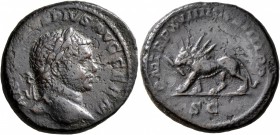 Caracalla, 198-217. As (Copper, 26 mm, 11.13 g, 1 h), Rome, 216. ANTONINVS PIVS AVG GERM Laureate head of Caracalla to right. Rev. P M TR P XVIIII COS...