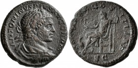 Caracalla, 198-217. As (Copper, 24 mm, 10.64 g, 1 h), Rome, 217. ANTONINVS PIVS AVG GERM Laureate, draped and cuirassed bust of Caracalla to right, se...