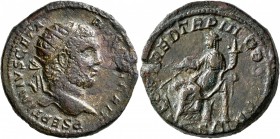 Geta, 209-211. Dupondius (Orichalcum, 25 mm, 12.86 g, 1 h), Rome, 211. P SEPTIMIVS GETA P[IV]S [AV]G BRIT Radiate head of Geta to right. Rev. FORT RED...