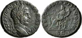 Geta, 209-211. As (Copper, 24 mm, 11.10 g, 1 h), Rome, 211. P SEPTIMIVS GETA PIVS AVG BRIT Laureate head of Geta to right, with slight drapery on his ...