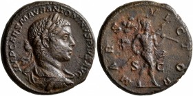 Elagabalus, 218-222. As (Copper, 25 mm, 11.44 g, 7 h), Rome. IMP CAES M AVR ANTONINVS PIVS AVG Laureate, draped and cuirassed bust of Elagabalus to ri...