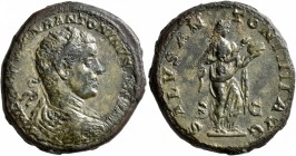 Elagabalus, 218-222. Dupondius (Orichalcum, 26 mm, 11.79 g, 12 h), Rome. [IMP CAES M A]VR ANTONINVS [PIVS AVG] Radiate, draped and cuirassed bust of E...