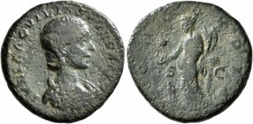 Aquilia Severa, Augusta, 220-221 &amp; 221-222. As (Copper, 25 mm, 9.94 g, 12 h), Rome. IVLIA AQVILIA SEVERA AVG Draped bust of Aquilia Severa to righ...