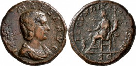 Julia Maesa, Augusta, 218-224/5. As (Copper, 25 mm, 12.70 g, 1 h), Rome, 218-222. I[VLIA] MAESA AVG Draped bust of Julia Maesa to right. Rev. FECVNDIT...