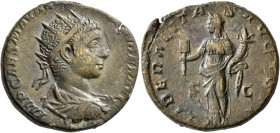 Severus Alexander, 222-235. Dupondius (Orichalcum, 23 mm, 10.02 g, 12 h), proclamation issue, Rome, spring 222. IMP CAES M AVR SEV ALEXANDER AVG Radia...