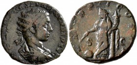 Severus Alexander, 222-235. Dupondius (Orichalcum, 23 mm, 8.91 g, 6 h), Rome, 223. [IMP CAES M A]VR SEV ALEXANDER AVG Radiate, draped and cuirassed bu...