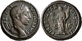 Severus Alexander, 222-235. As (Copper, 26 mm, 10.93 g, 1 h), Rome, 229. IMP SEV ALEXANDER AVG Laureate head of Severus Alexander to right, with sligh...