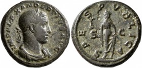 Severus Alexander, 222-235. As (Copper, 25 mm, 11.04 g, 12 h), Rome, 232. IMP ALEXANDER PIVS AVG Laureate, draped and cuirassed bust of Severus Alexan...