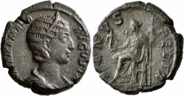 Julia Mamaea, Augusta, 222-235. As (Copper, 24 mm, 10.06 g, 12 h), Rome, 224. IVLIA MAMAEA AVGVSTA Diademed and draped bust of Julia Mamaea to right. ...
