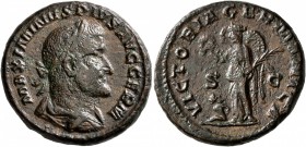 Maximinus I, 235-238. As (Copper, 24 mm, 9.89 g, 1 h), Rome, 235-236. MAXIMINVS PIVS AVG GERM Radiate, draped and cuirassed bust of Maximinus I to rig...