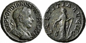 Gordian III, 238-244. As (Copper, 24 mm, 9.39 g, 1 h), Rome, 240. IMP GORDIANVS PIVS FEL AVG Laureate, draped and cuirassed bust of Gordian III to rig...