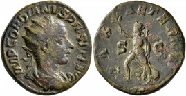 Gordian III, 238-244. Dupondius (Orichalcum, 24 mm, 9.49 g, 12 h), Rome, 241-243. IMP GORDIANVS PIVS FEL AVG Radiate, draped and cuirassed bust of Gor...