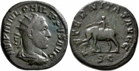 Philip I, 244-249. Dupondius (Orichalcum, 25 mm, 9.90 g, 6 h), Rome, 248. IMP M IVL PHILIPPVS AVG Radiate, draped and cuirassed bust of Philip I to ri...