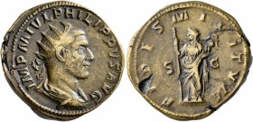 Philip I, 244-249. Dupondius (Orichalcum, 26 mm, 12.88 g, 12 h), Rome. IMP M IVL PHILIPPVS AVG Radiate, draped and cuirassed bust of Philip I to right...