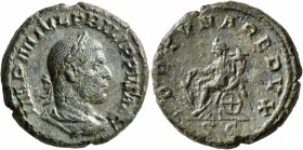 Philip I, 244-249. As (Copper, 25 mm, 12.93 g, 1 h), Rome. IMP M IVL PHILIPPVS AVG Laureate, draped and cuirassed bust of Philip I to right, seen from...