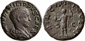 Philip II, as Caesar, 244-247. As (Copper, 23 mm, 9.37 g, 12 h), Rome, 244-246. M IVL PHILIPPVS CAES Bare-headed and draped bust of Philip II to right...