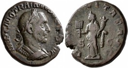 Trajan Decius, 249-251. As (Copper, 24 mm, 9.61 g, 1 h), Rome. IMP C M Q TRAIANVS DECIVS AVG Laureate and cuirassed bust of Trajan Decius to right, se...