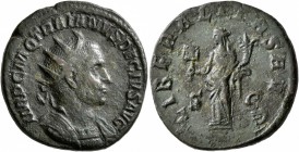 Trajan Decius, 249-251. Dupondius (Orichalcum, 25 mm, 9.49 g, 12 h), Rome. IMP C M Q TRAIANVS DECIVS AVG Radiate and cuirassed bust of Trajan Decius t...