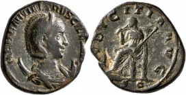 Herennia Etruscilla, Augusta, 249-251. Dupondius (Orichalcum, 25 mm, 10.60 g, 1 h), Rome. HERENNIA ETRVSCILLA AVG Diademed and draped bust of Herennia...