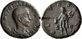 Herennius Etruscus, as Caesar, 249-251. As (Copper, 24 mm, 10.52 g, 12 h), Rome. Q HER ETR MES DECIVS NOB C Radiate and draped bust of Herennius Etrus...