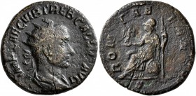 Trebonianus Gallus, 251-253. Dupondius (Orichalcum, 25 mm, 9.15 g, 12 h), Rome. IMP CAE C VIB TREB GALLVS AVG Radiate, draped and cuirassed bust of Tr...