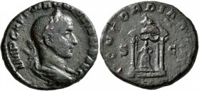 Volusian, 251-253. As (Orichalcum, 24 mm, 8.02 g, 7 h), Rome. IMP CAE C VIB VOLVSIANO AVG Laureate, draped and cuirassed bust of Volusian to right, se...
