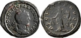 Gallienus, 253-268. As (Copper, 25 mm, 10.41 g, 7 h), Antiochia, 254. IMP C P LIC GALLIENVS AVG Laureate, draped and cuirassed bust of Gallienus to ri...