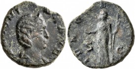 Salonina, Augusta, 254-268. As (Copper, 22 mm, 5.89 g, 12 h), Rome, 260-262. SALONINA AVG Diademed and draped bust of Salonina to right. Rev. IVNO RE[...