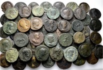 A lot containing 62 bronze coins. Includes: Middle bronzes of Clodius Albinus, Septimius Severus, Julia Domna, Caracalla and Geta. Fine to very fine. ...