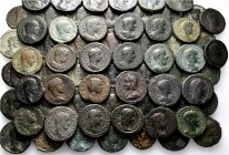 A lot containing 67 bronze coins. Includes: Middle bronzes of Macrinus, Elagabalus, Julia Maesa, Severus Alexander, Julia Mamaea, Julia Soaemias. Fine...
