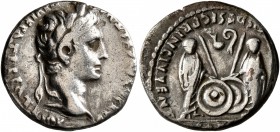 Augustus, 27 BC-AD 14. Denarius (Silver, 18 mm, 3.62 g, 1 h), Lugdunum, 2 BC-AD 4. CAESAR AVGVSTVS DIVI F PATER PATRIAE Laureate head of Augustus to r...