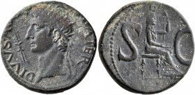 Divus Augustus, died AD 14. As (Copper, 26 mm, 11.33 g, 1 h), Rome, struck under Tiberius, 15-16. DIVVS AVGVSTVS PATER Radiate head of Divus Augustus ...