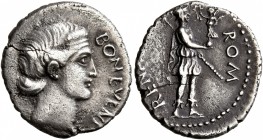 Civil Wars, 68-69. Denarius (Silver, 19 mm, 3.36 g, 7 h), uncertain mint in Spain, 68. BON EVENT Diademed head of Bonus Eventus to right. Rev. ROM REN...