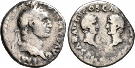 Vespasian, with Titus and Domitian as Caesares, 69-79. Denarius (Silver, 17 mm, 3.02 g, 7 h), Rome, 70. IMP CAESAR VESPASIANVS AVG Laureate head of Ve...