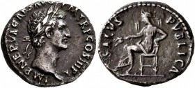 Nerva, 96-98. Denarius (Silver, 17 mm, 3.35 g, 7 h), Rome, 97. IMP NERVA CAES AVG P M TR P COS III P P Laureate head of Nerva to right. Rev. SALVS PVB...