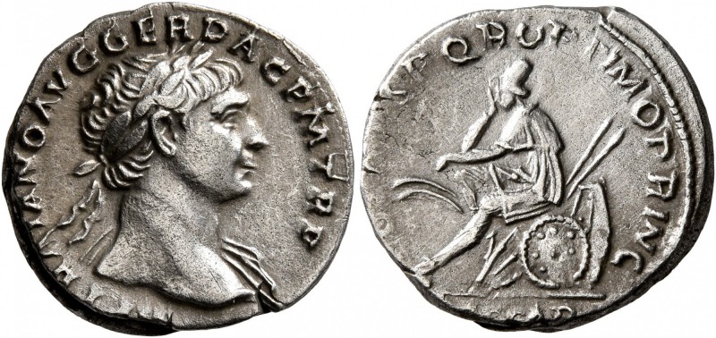 Trajan, 98-117. Denarius (Silver, 18 mm, 3.58 g, 7 h), Rome, circa 108-109. IMP ...