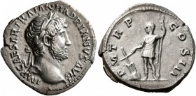 Hadrian, 117-138. Denarius (Silver, 19 mm, 3.24 g, 7 h), Rome, 119-122. IMP CAESAR TRAIAN HADRIANVS AVG Laureate head of Hadrian to right. Rev. P M TR...