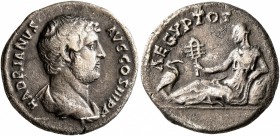 Hadrian, 117-138. Denarius (Silver, 17 mm, 2.99 g, 6 h), Rome, 134-138. HADRIANVS AVG COS III P P Bare-headed and draped bust of Hadrian to right, see...