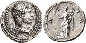 Hadrian, 117-138. Denarius (Silver, 17 mm, 3.26 g, 8 h), Rome, 134-138. HADRIANVS AVG COS III P P Bare-headed and draped bust of Hadrian to right, see...