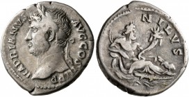 Hadrian, 117-138. Denarius (Silver, 18 mm, 3.09 g, 6 h), Rome, 134-138. HADRIANVS AVG COS III P P Laureate head of Hadrian to left. Rev. NILVS Nilus r...